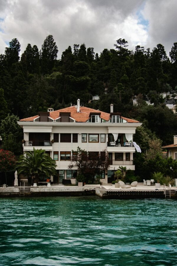 Beautiful luxury home with swimming pool by the Bosphorus in Istanbul, Turkey.